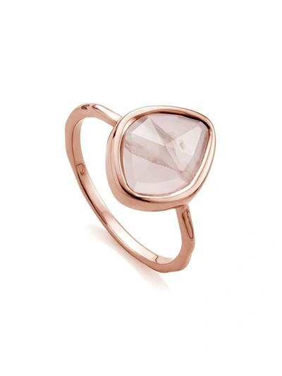 Monica Vinader Siren Recycled 18ct Rose Gold-plated Vermeil Sterling Silver And Rose Quartz Stacking Ring In Rose Gold Vermeil