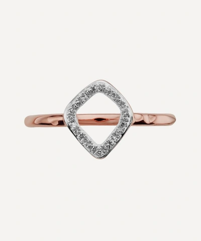 Monica Vinader Rose Gold Plated Vermeil Silver Riva Mini Kite Diamond Stacking Ring