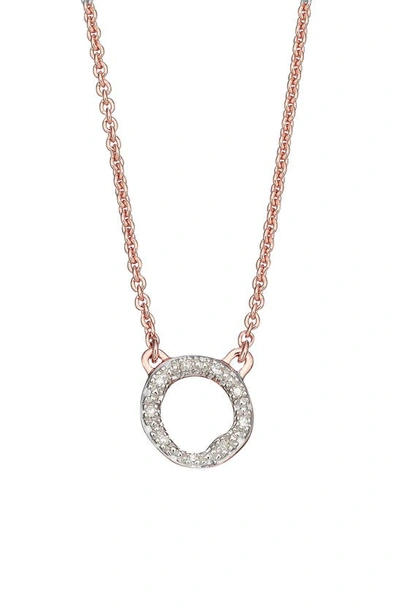 Monica Vinader Riva Mini Circle 18ct Rose-gold Vermeil And Diamond Necklace In Rose Gold/ Diamond