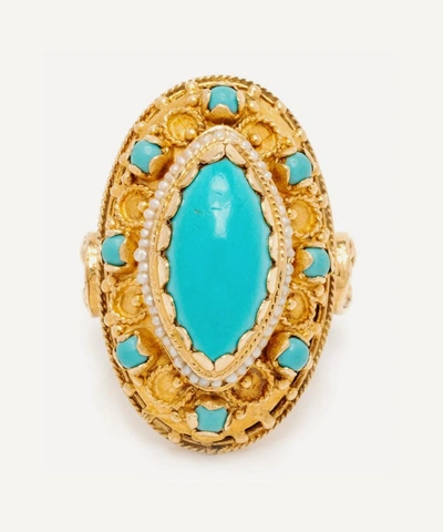 Kojis Gold Turquoise Cocktail Ring