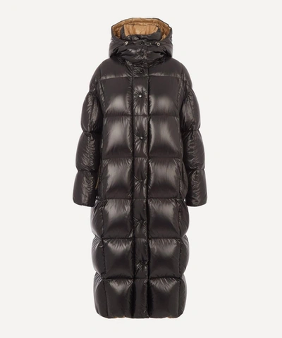 Moncler Paranaiba Hooded Long Coat In Black