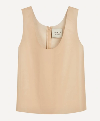 A.w.a.k.e. Mode Faux Leather Tank Top In Beige