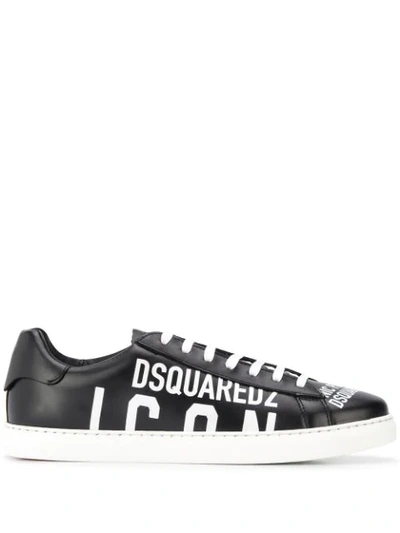 Dsquared2 New Tennis Sneakers In Black Leather