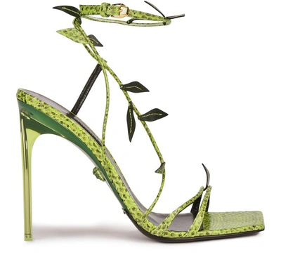 Versace Jungle Heeled Sandals In Verde Multi