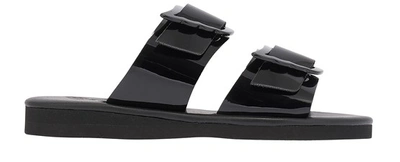 Ancient Greek Sandals Iaso Sandals In Patent Tonal Black