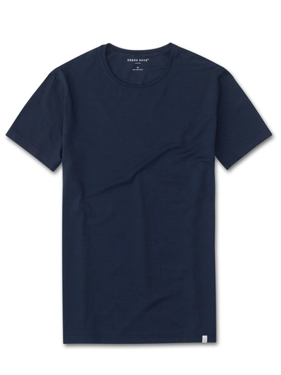 Derek Rose Jordan Crewneck Linen T-shirt In Navy