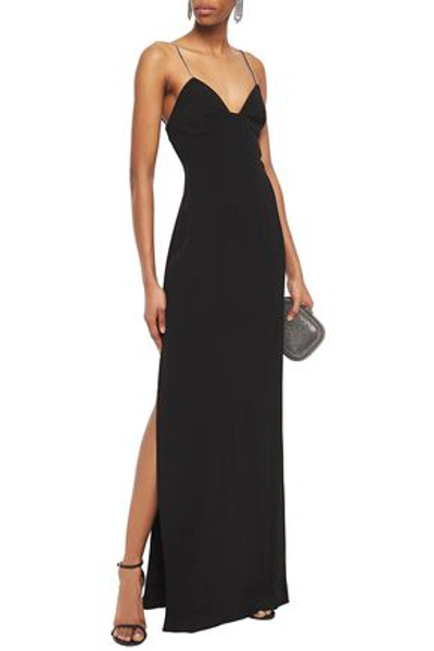 Balmain Crystal-embellished Stretch-crepe Gown In Black