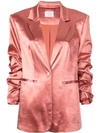 Cinq À Sept Kylie Ruched Hammered-satin Blazer In Rosewood