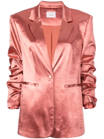 Cinq À Sept Kylie Ruched Hammered-satin Blazer In Rosewood