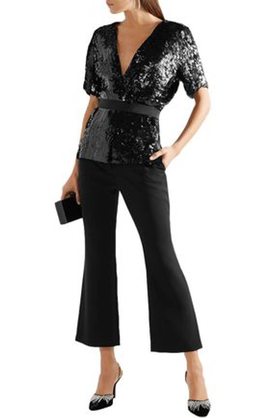 Narciso Rodriguez Belted Sequined Silk Blouse In Black
