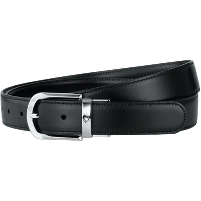 Montblanc Horseshoe Buckle Black/brown 30 Mm Reversible Leather Belt In Black / Brown