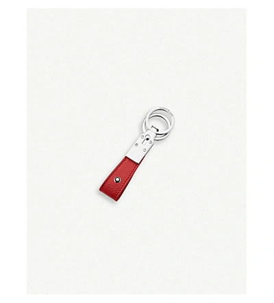 Montblanc Sartorial Leather Key Fob In Grey,red