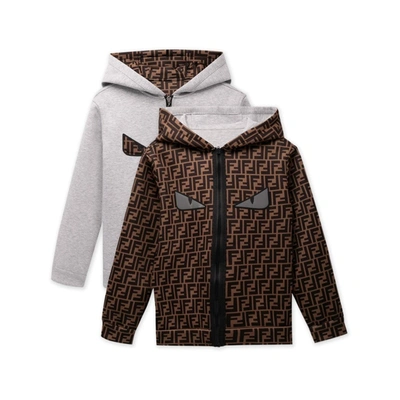 Fendi Kids Reversible Monster Eyes Hoodie In Grey ModeSens