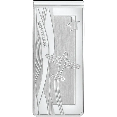 Montblanc Money Clip In Stainless Steel With Aeroplane Engraving In Grey