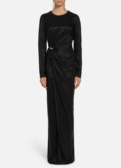 St John Lam&egrave; Cloque Gown In Caviar