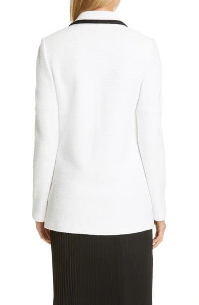 St John Luxury Boucle Contrast Trim Pocket Jacket In White Caviar