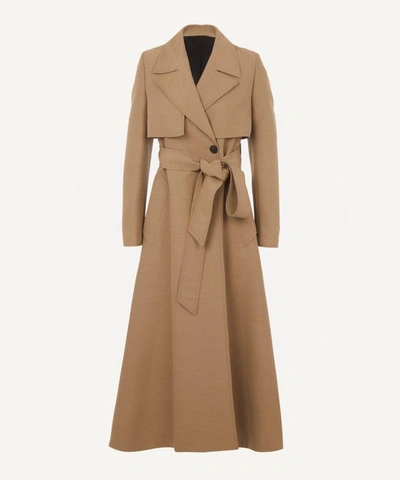 Ami Alexandre Mattiussi Virgin Wool-blend Long Trench Coat In Taupe