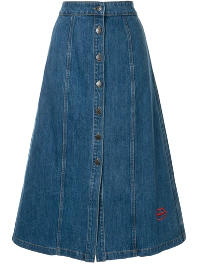 Etre Cecile Celeste Denim Midi Skirt In Blue