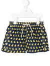 Mc2 Saint Barth Kids' Ducky Print Drawstring Swim Shorts In Blue