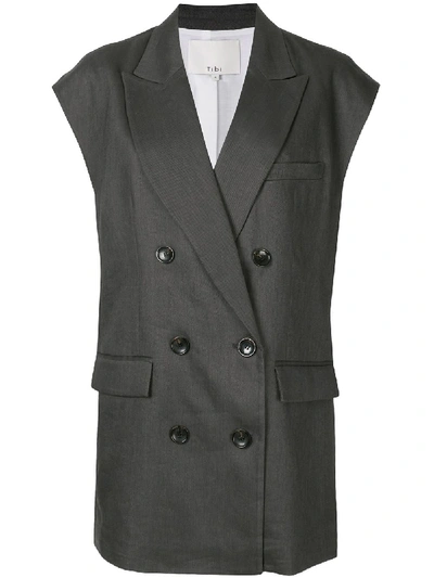 Tibi Wesson Double-breasted Vest In Grey ModeSens