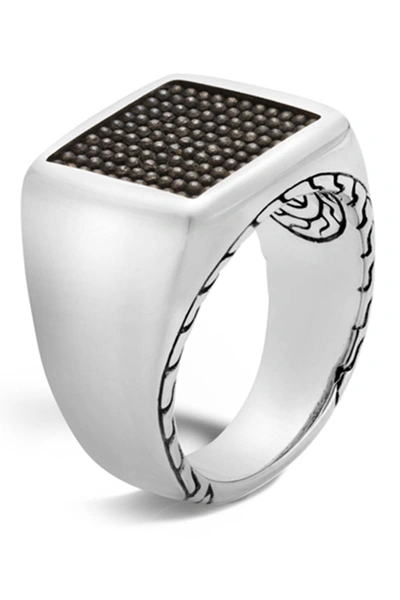 John Hardy Sterling Silver Classic Chain Jawan Signet Ring In Black