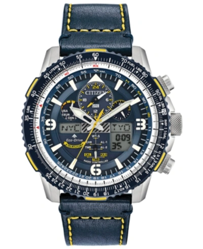Citizen Eco-drive Men's Analog-digital Chronograph Promaster Blue Angels Skyhawk A-t Blue Leather Strap Watc In White