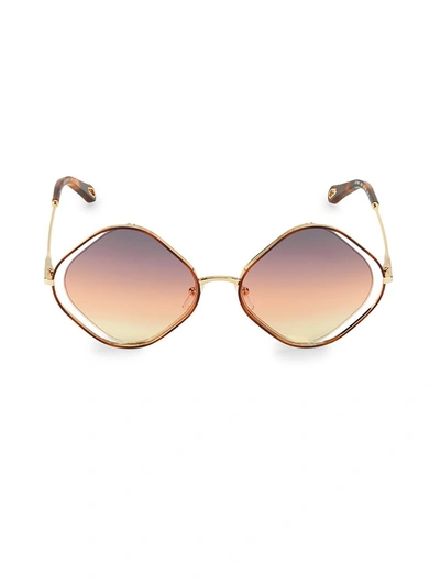 Chloé Poppy 57mm Diamond-shape Sunglasses In Gold