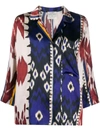 Forte Forte Bowling Shirt In Encens Printed Silk In Blue