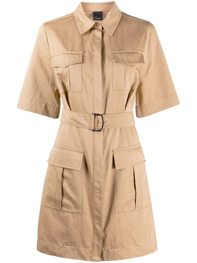 Pinko Belted Pinafore Dress In Neutrals