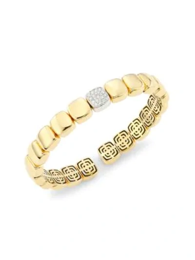 Alberto Milani Via Senato 18k Gold & Diamond Square-link Bangle Bracelet