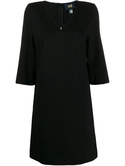 Cavalli Class Short V-neck Dress In Black