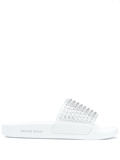 Philipp Plein Crystal Studded Sandals In White