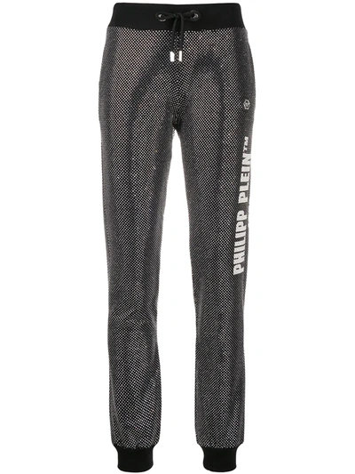 Philipp Plein Glitter-effect Slim-fit Trousers In Black