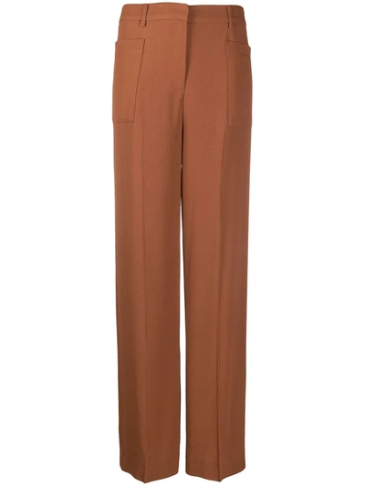 L'autre Chose Pleated Detail High-waisted Tailored Trousers In Brown