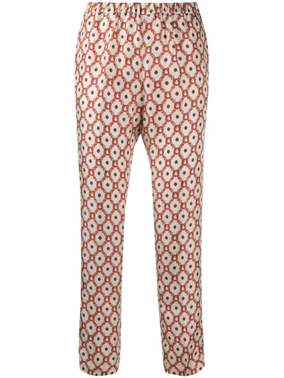 Alberto Biani Floral Patterned Straight-leg Trousers In White