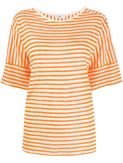 Closed Striped-print Oversized T-shirt In Orange