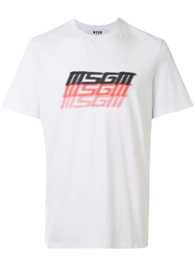 Msgm Repeat Logo Print T-shirt In White
