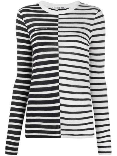 Alexander Wang Long-sleeved Striped T-shirt In White