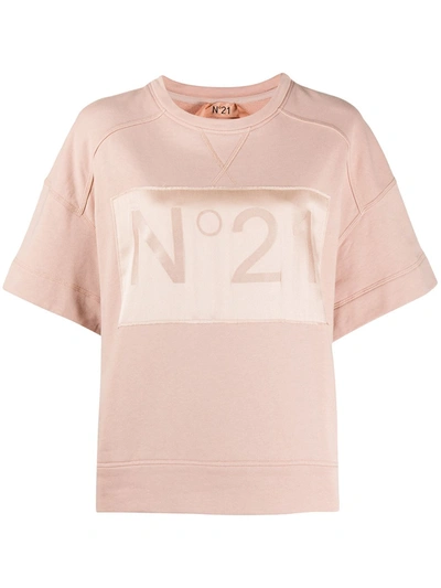 N°21 Oversized Logo Patch T-shirt In Pink