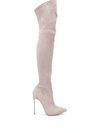 Casadei Thigh-length Leather Boots In Beige