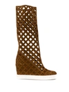 Casadei Lady Web Mid-calf Boots In Brown
