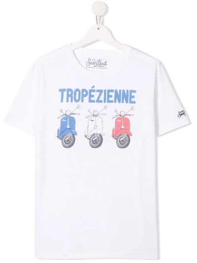 Mc2 Saint Barth Kids' Tropézienne Vespa Print T-shirt In White