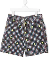 Mc2 Saint Barth Teen Pacman Print Drawstring Swim Shorts In Blue