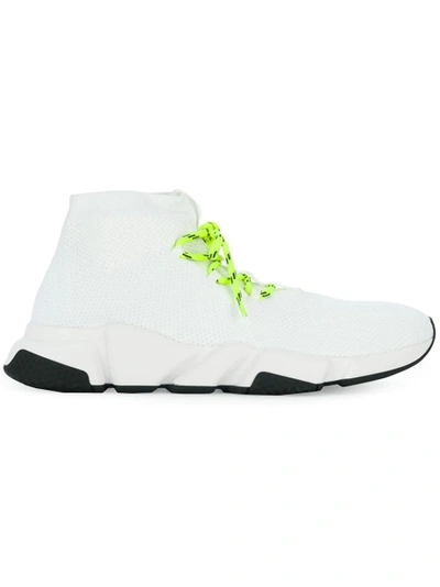 Balenciaga White Lace-up Speed Sneakers