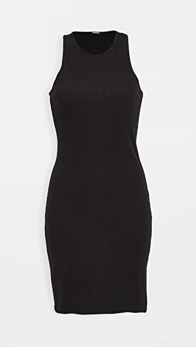 Monrow Rib Racer Tank Dress In Black