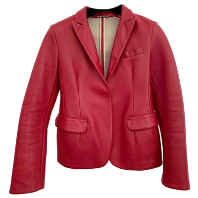Pre-owned Miu Miu Leather Blazer In Red