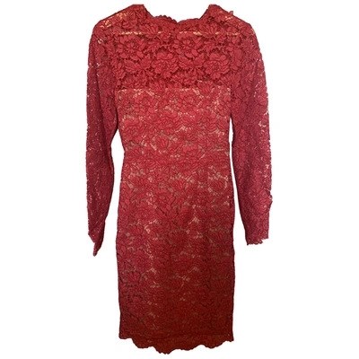Pre-owned Valentino Lace Mini Dress In Red