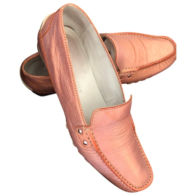 Pre-owned Giorgio Armani Leather Flats In Pink