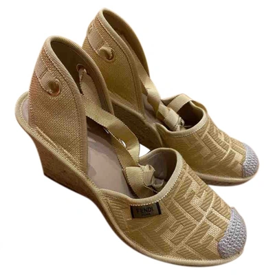 Pre-owned Fendi Cloth Espadrilles In Beige