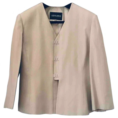 Pre-owned Giorgio Armani Silk Short Vest In Beige